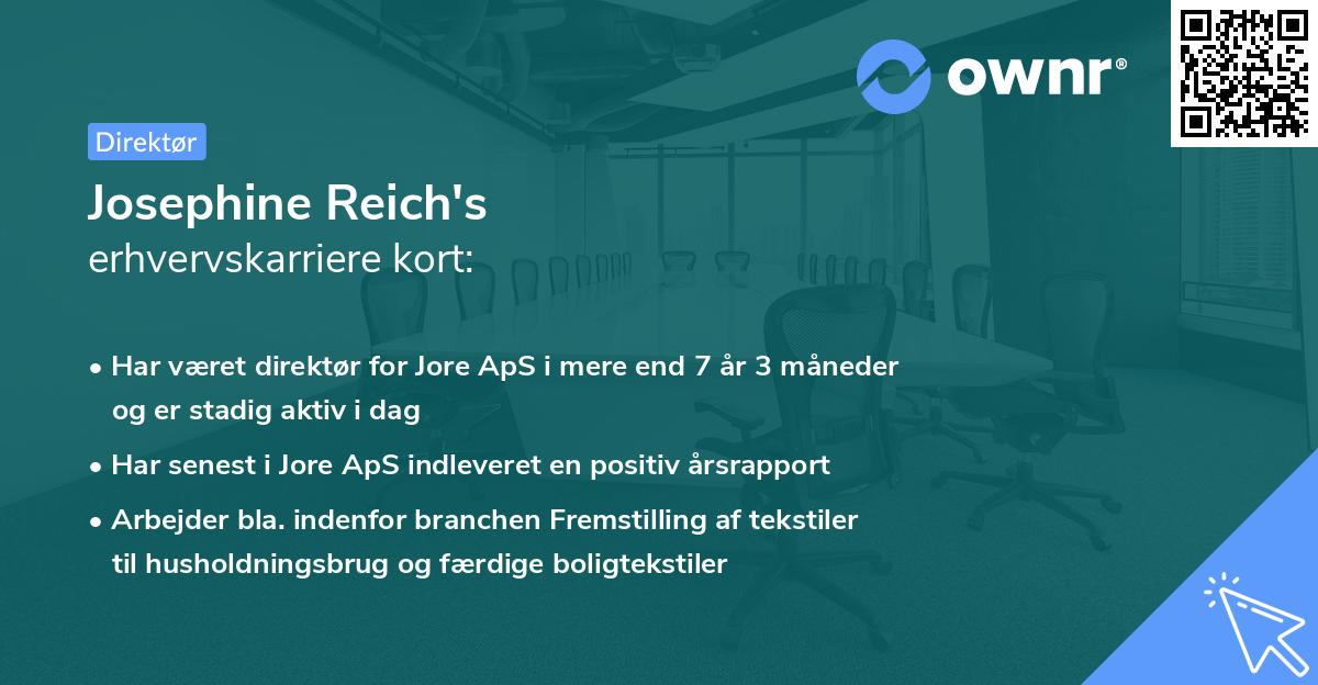 Josephine Reich's erhvervskarriere kort