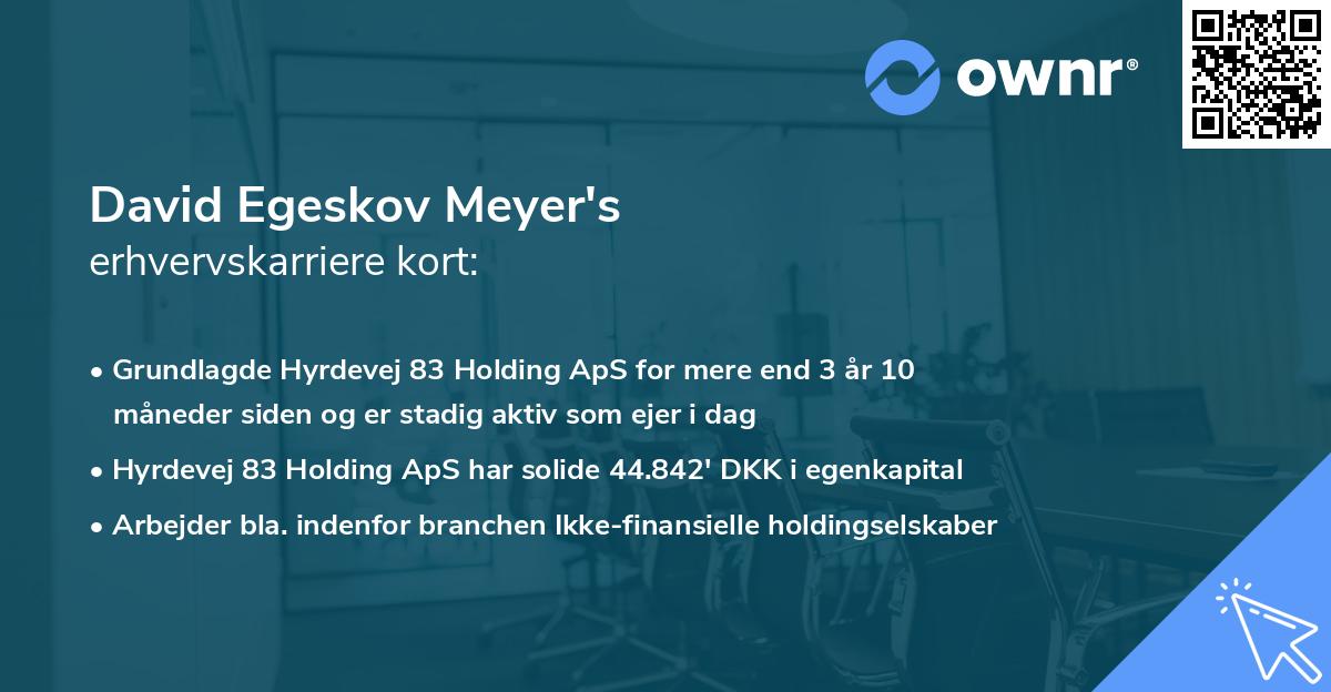 David Egeskov Meyer's erhvervskarriere kort