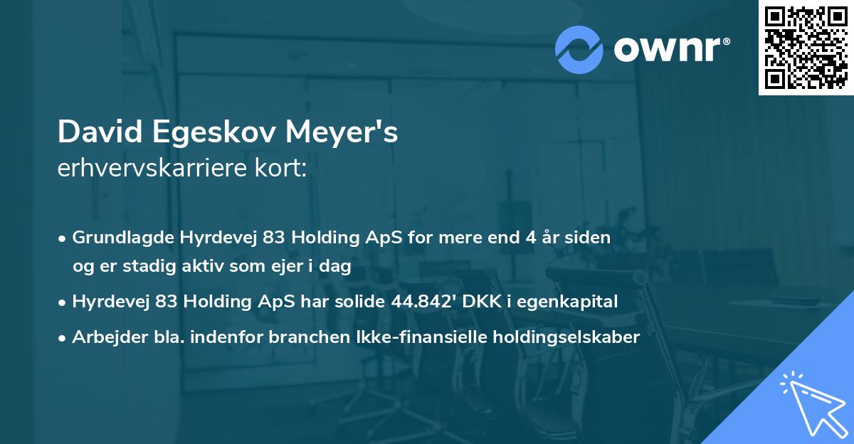 David Egeskov Meyer's erhvervskarriere kort