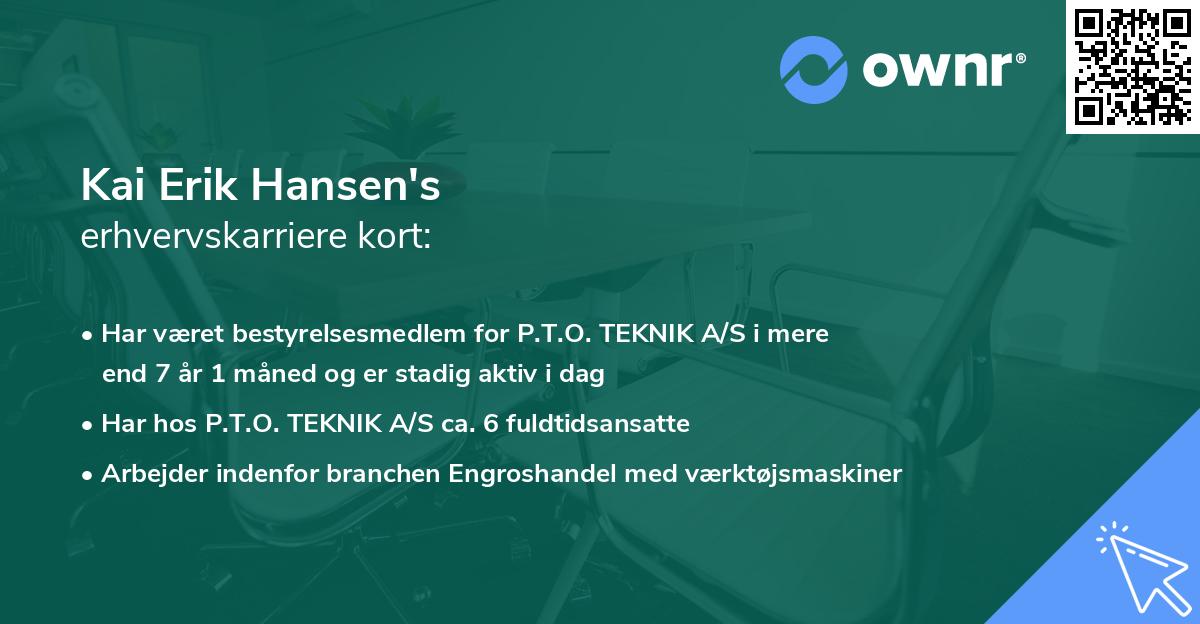Kai Erik Hansen's erhvervskarriere kort