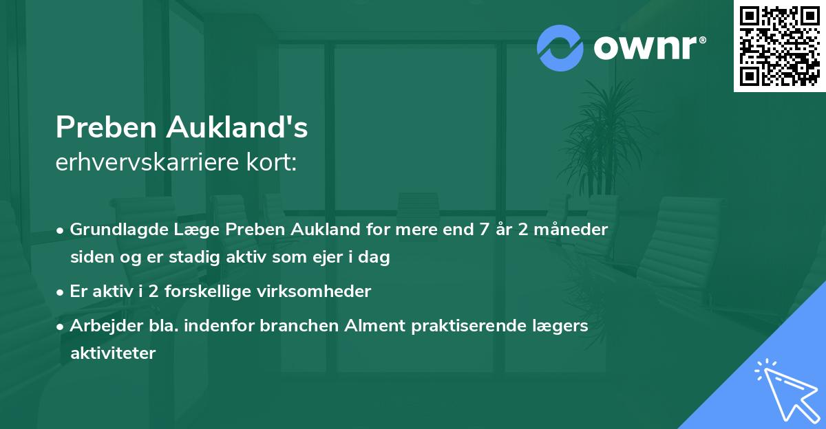 Preben Aukland's erhvervskarriere kort