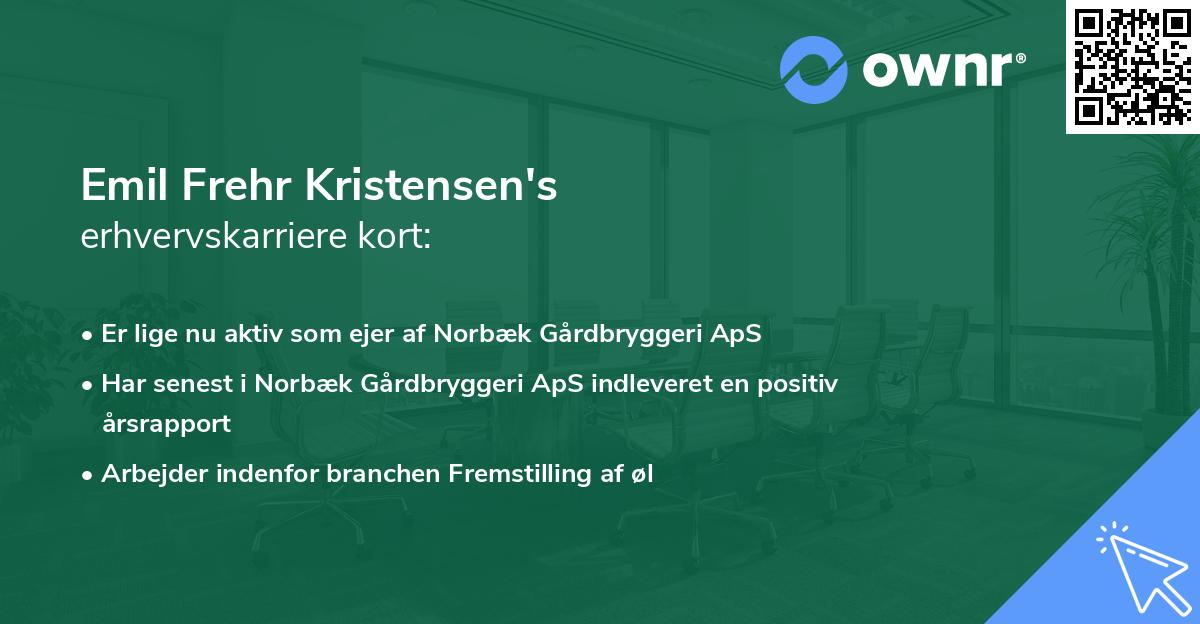 Emil Frehr Kristensen's erhvervskarriere kort