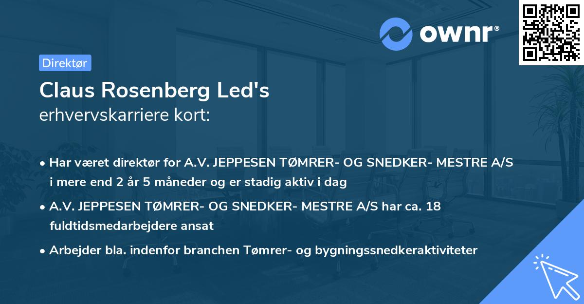 Claus Rosenberg Led's erhvervskarriere kort