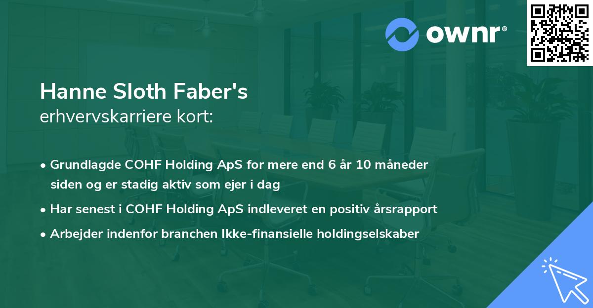 Hanne Sloth Faber's erhvervskarriere kort