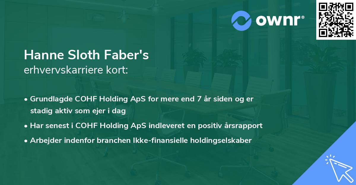 Hanne Sloth Faber's erhvervskarriere kort
