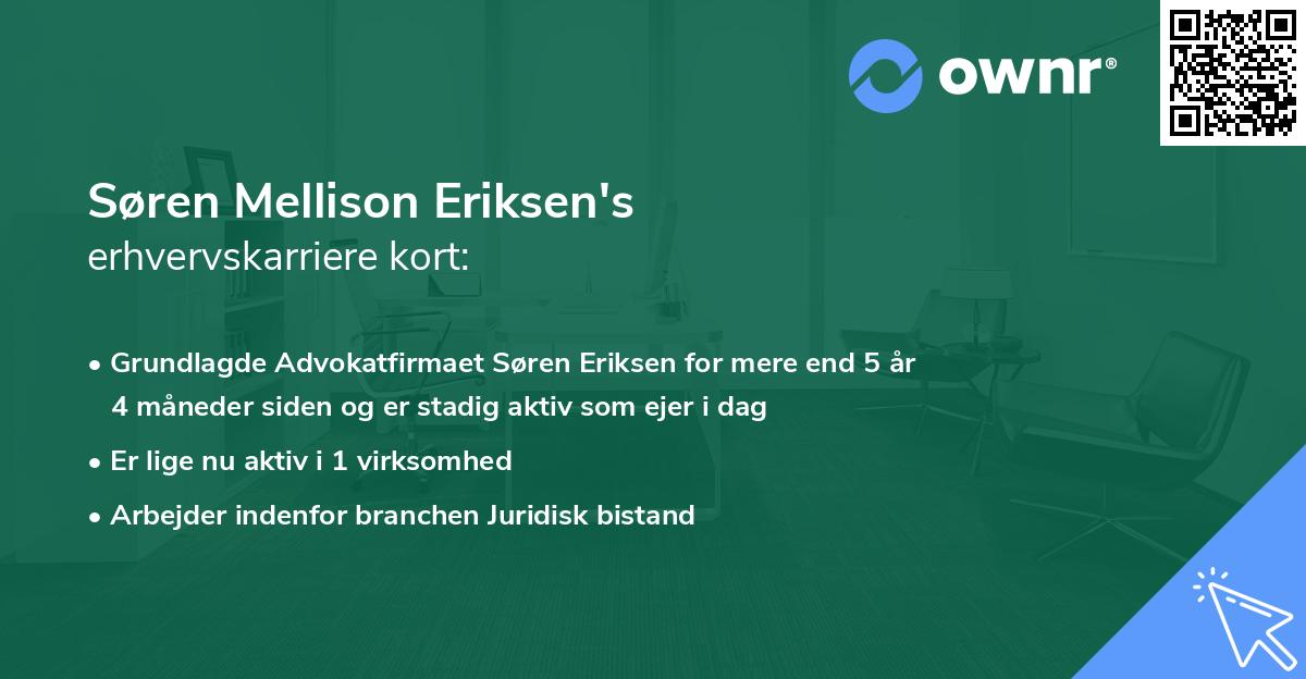 Søren Mellison Eriksen's erhvervskarriere kort