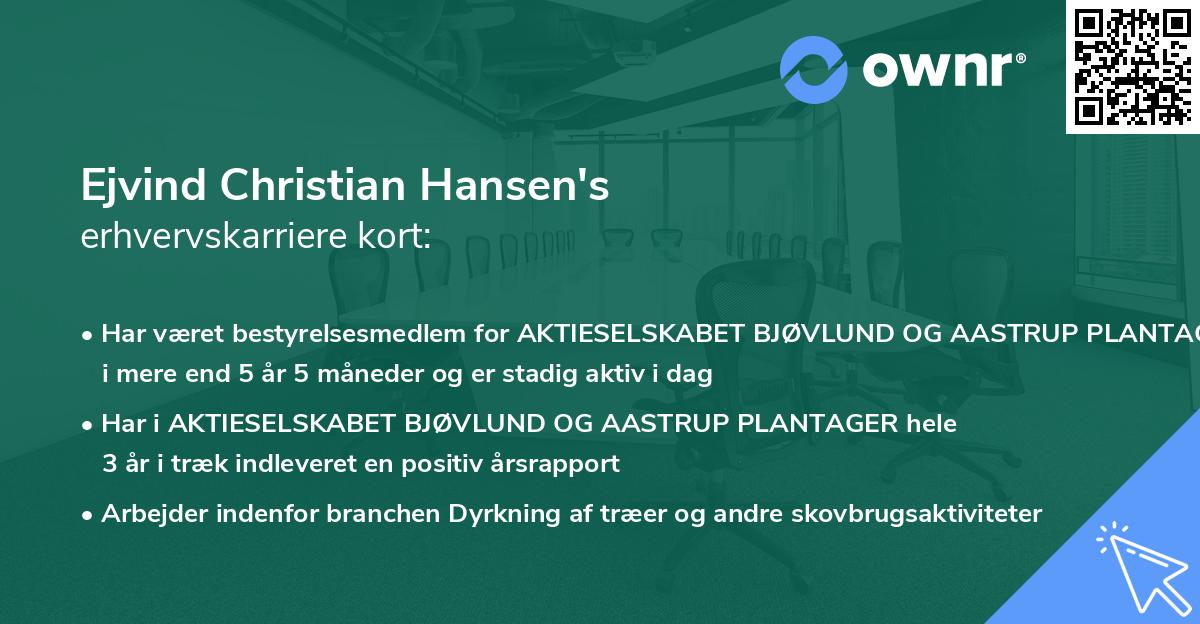 Ejvind Christian Hansen's erhvervskarriere kort