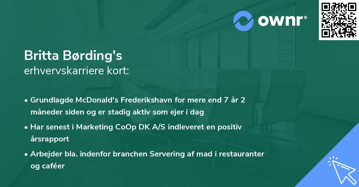 Britta Børding's erhvervskarriere kort