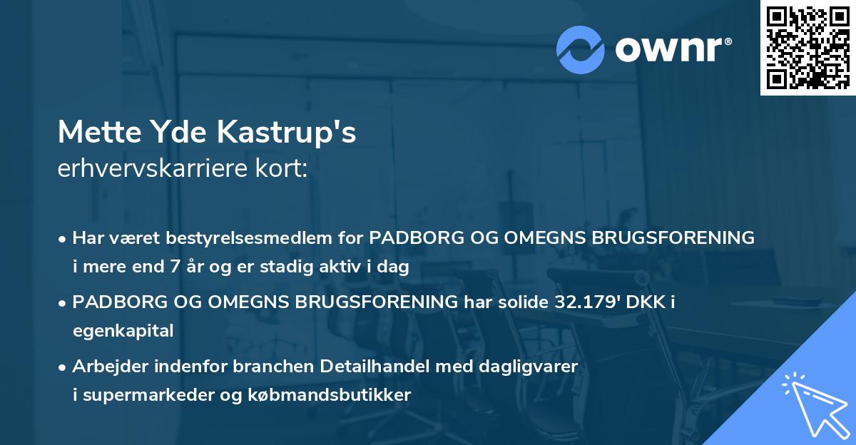 Mette Yde Kastrup's erhvervskarriere kort