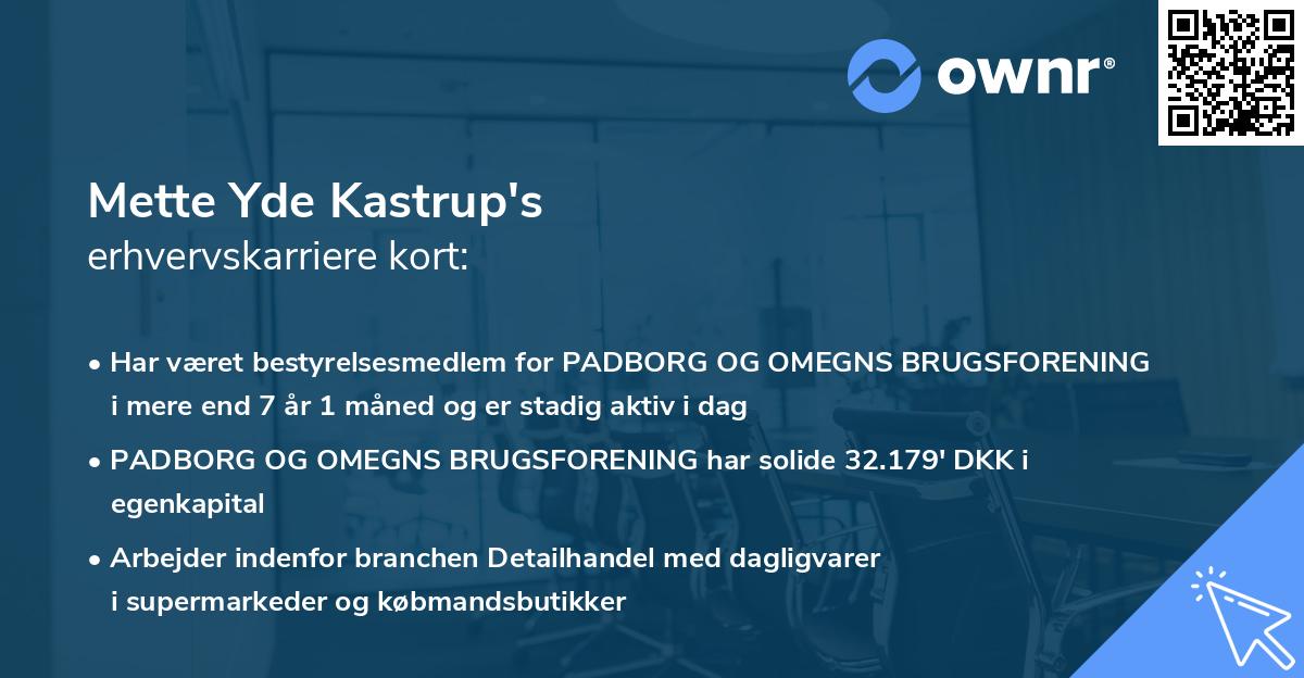 Mette Yde Kastrup's erhvervskarriere kort
