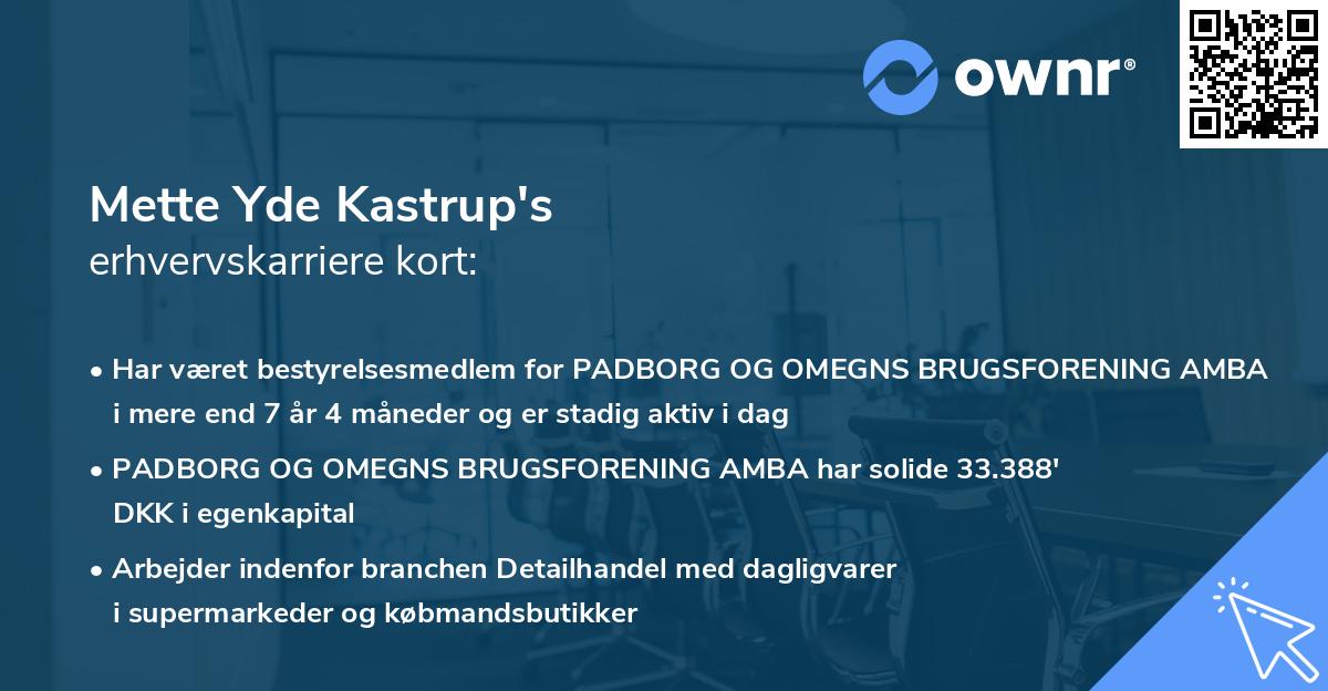 Mette Yde Kastrup's erhvervskarriere kort