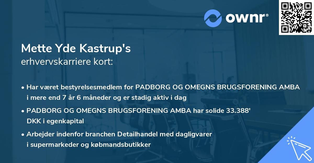 Mette Yde Kastrup's erhvervskarriere kort
