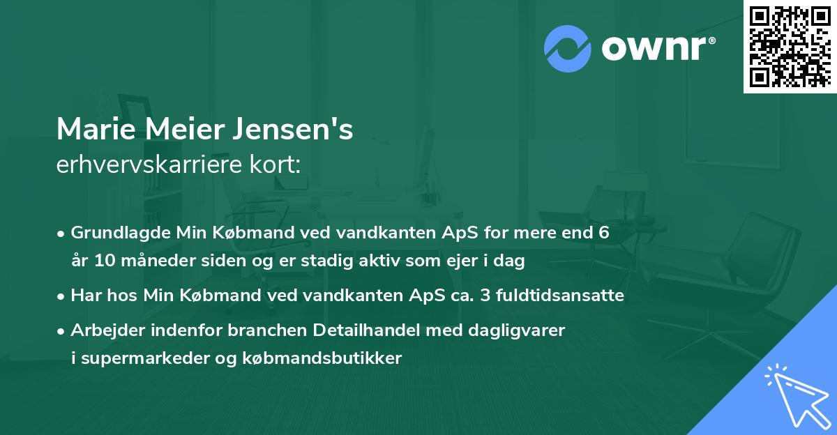 Marie Meier Jensen's erhvervskarriere kort