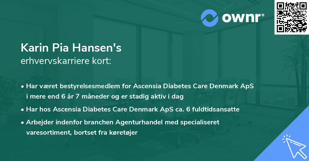 Karin Pia Hansen's erhvervskarriere kort