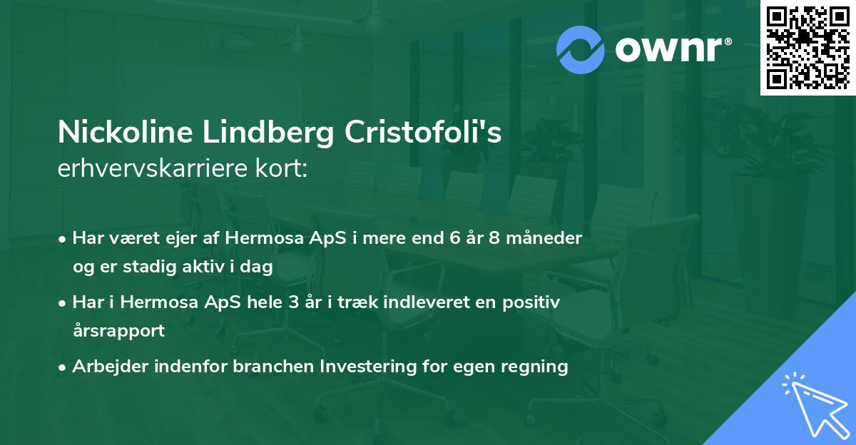 Nickoline Lindberg Cristofoli's erhvervskarriere kort