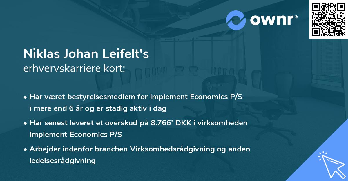 Niklas Johan Leifelt's erhvervskarriere kort