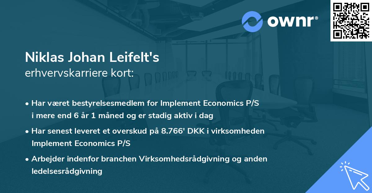 Niklas Johan Leifelt's erhvervskarriere kort