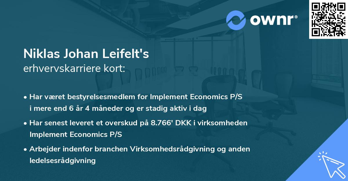 Niklas Johan Leifelt's erhvervskarriere kort