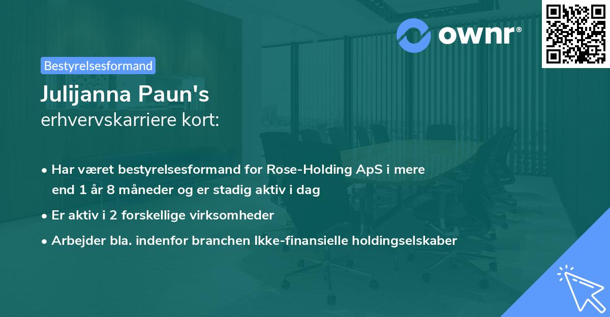 Julijanna Paun's erhvervskarriere kort