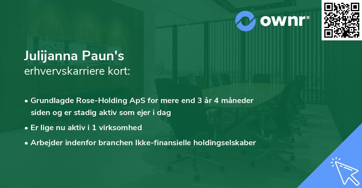 Julijanna Paun's erhvervskarriere kort