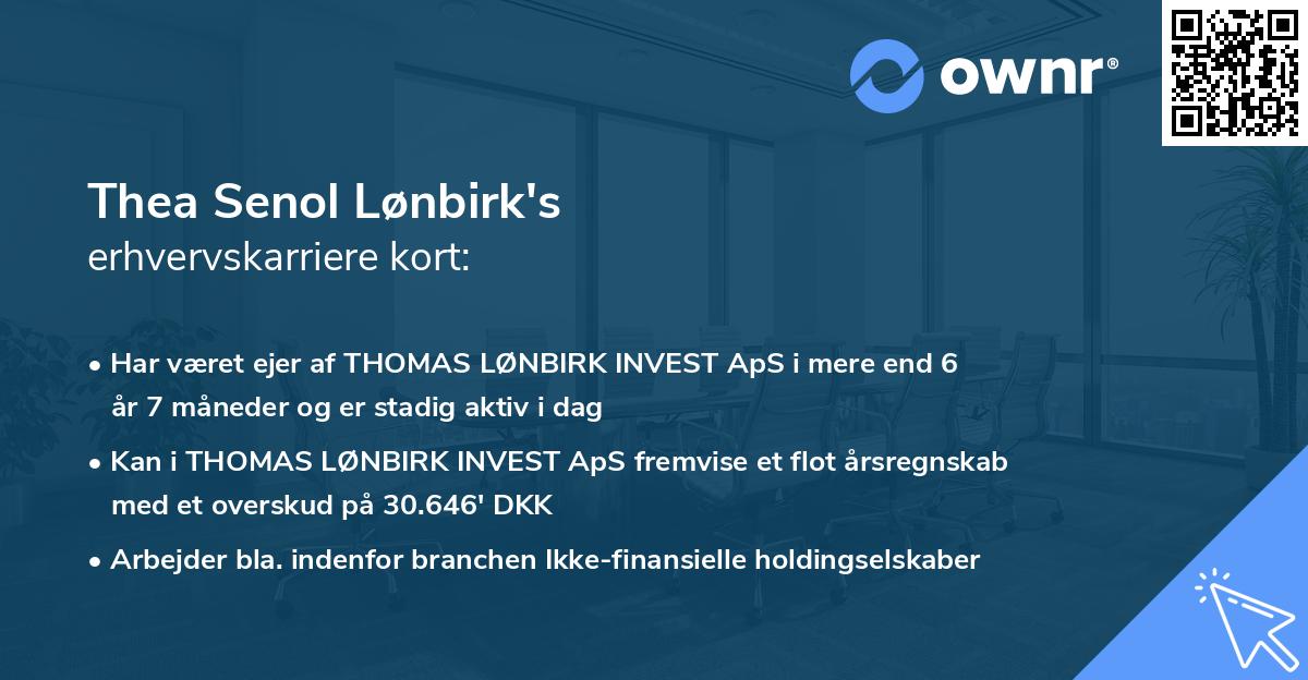 Thea Senol Lønbirk's erhvervskarriere kort