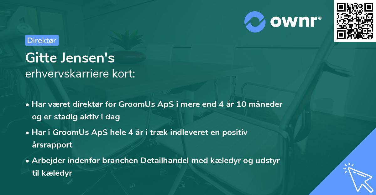 Gitte Jensen's erhvervskarriere kort