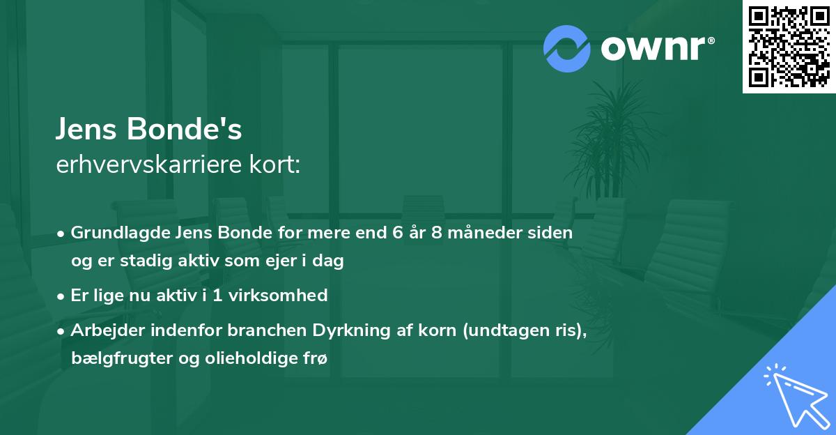 Jens Bonde's erhvervskarriere kort