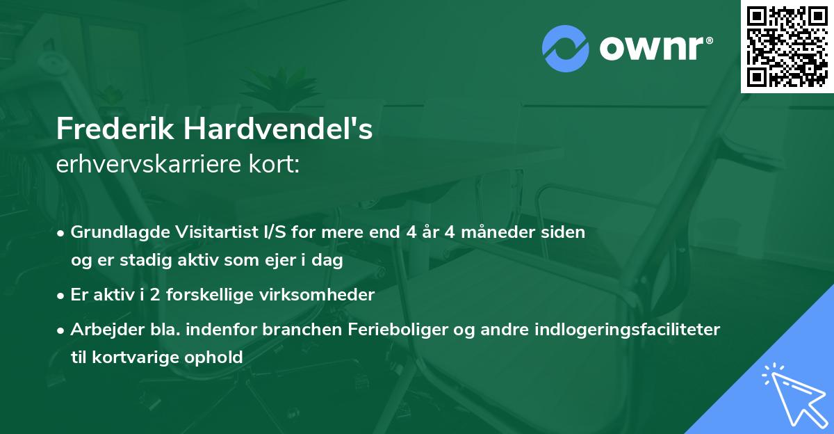 Frederik Hardvendel's erhvervskarriere kort