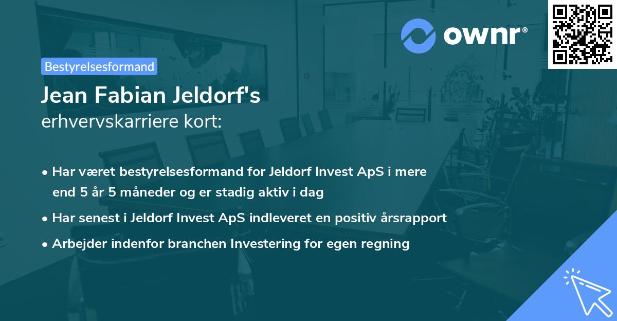 Jean Fabian Jeldorf's erhvervskarriere kort