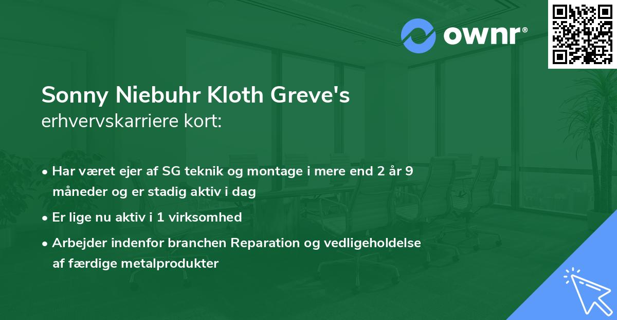 Sonny Niebuhr Kloth Greve's erhvervskarriere kort