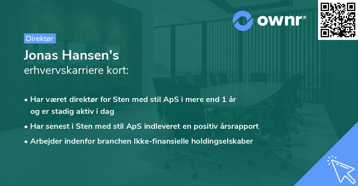 Jonas Hansen's erhvervskarriere kort