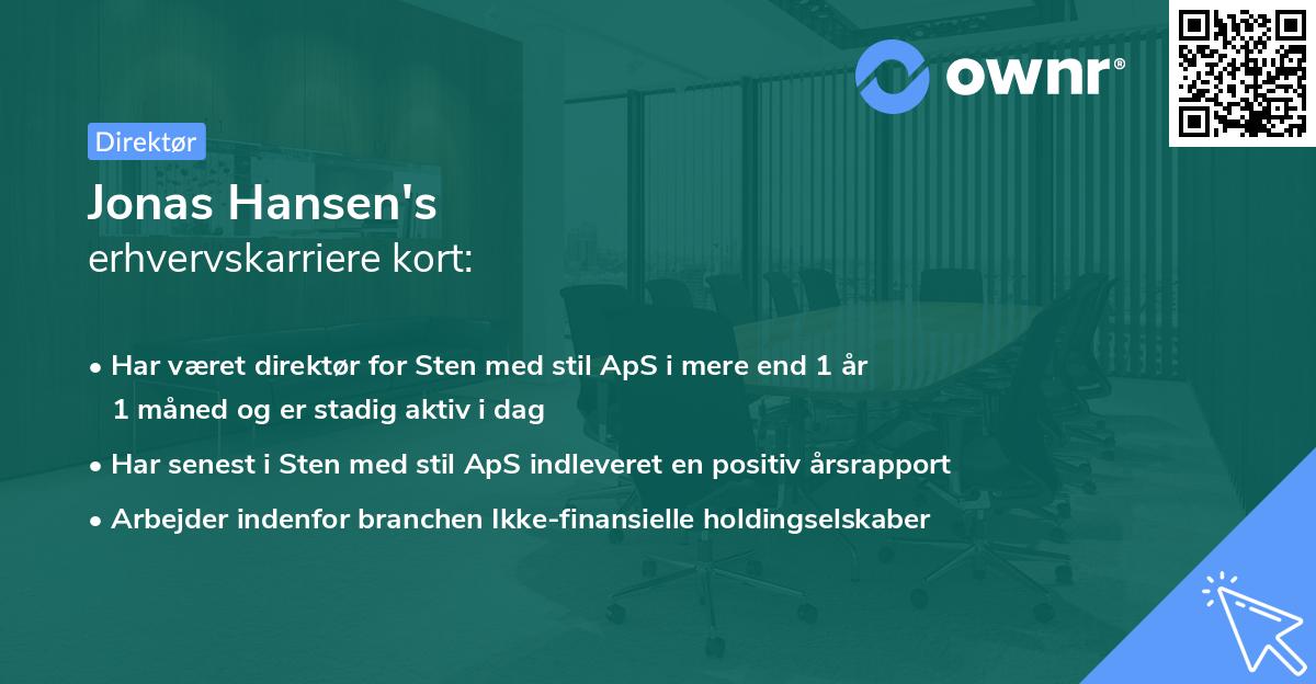 Jonas Hansen's erhvervskarriere kort