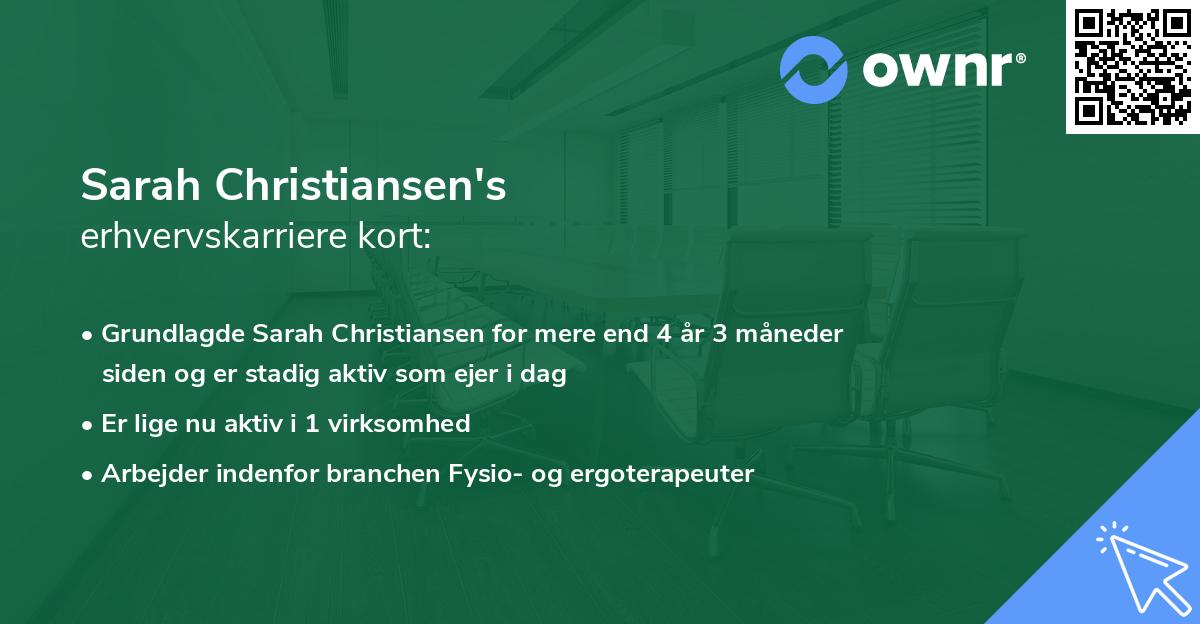 Sarah Christiansen's erhvervskarriere kort