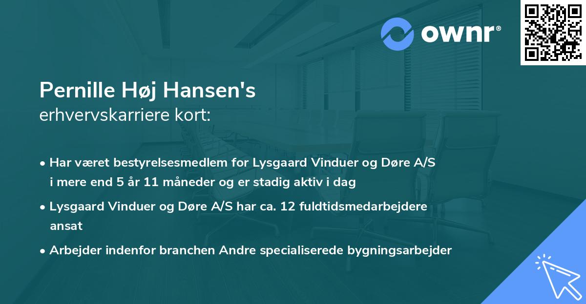 Pernille Høj Hansen's erhvervskarriere kort