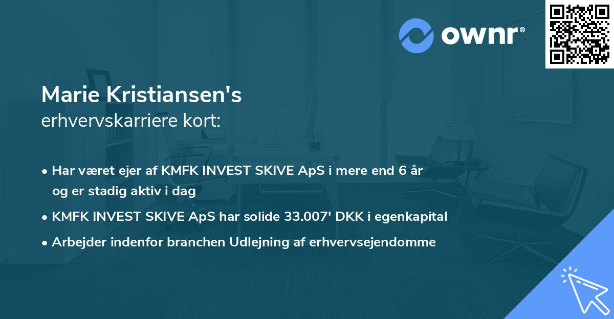 Marie Kristiansen's erhvervskarriere kort