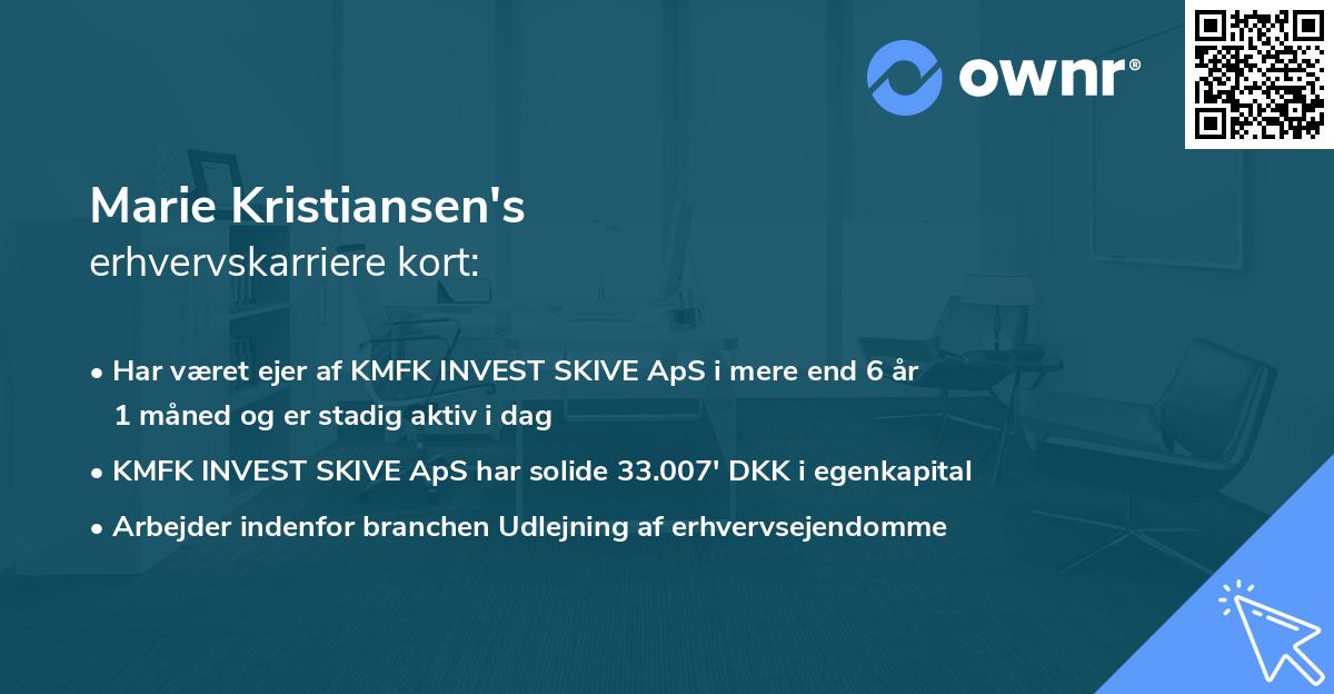 Marie Kristiansen's erhvervskarriere kort