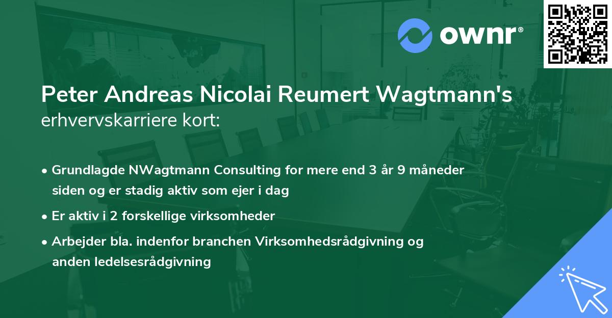 Peter Andreas Nicolai Reumert Wagtmann's erhvervskarriere kort