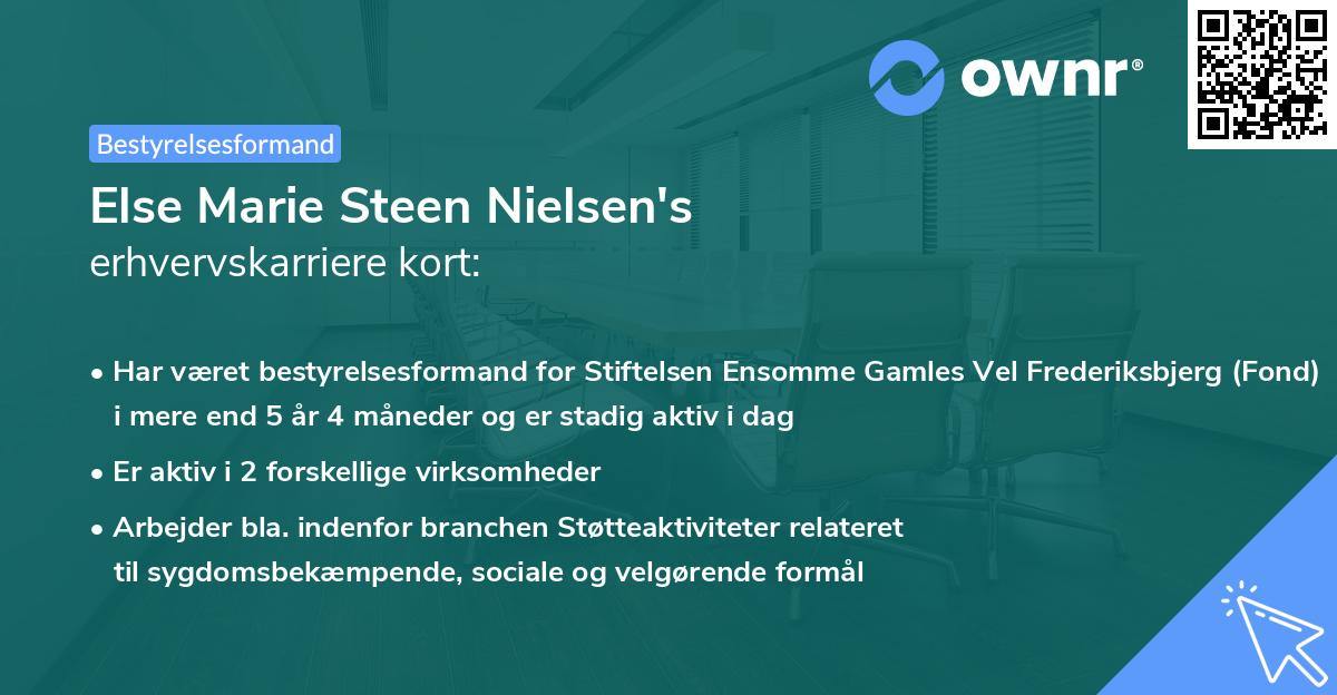 Else Marie Steen Nielsen's erhvervskarriere kort