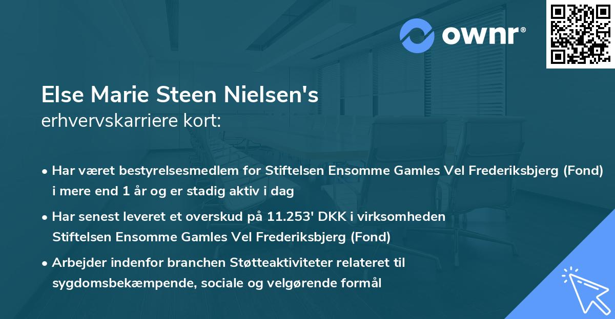Else Marie Steen Nielsen's erhvervskarriere kort