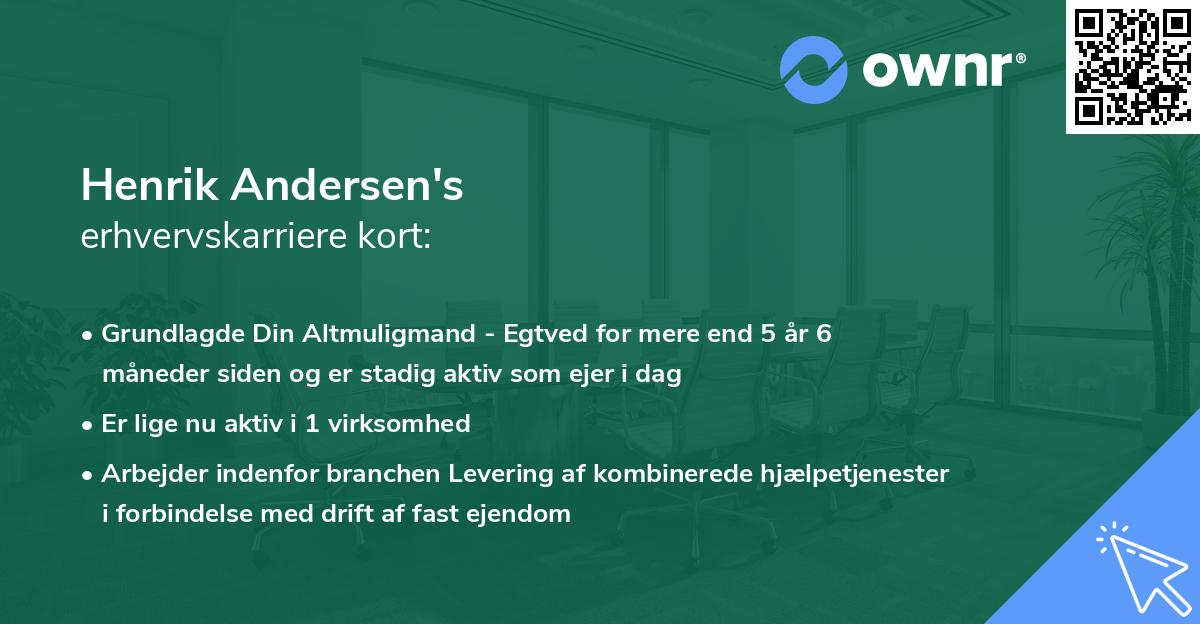 Henrik Andersen's erhvervskarriere kort