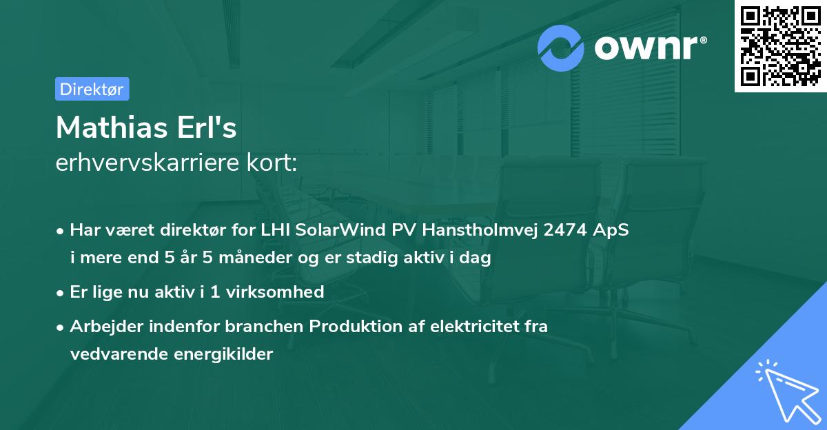 Mathias Erl's erhvervskarriere kort