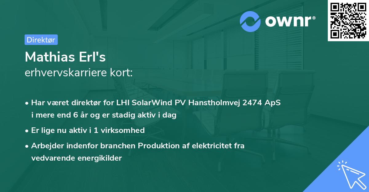 Mathias Erl's erhvervskarriere kort