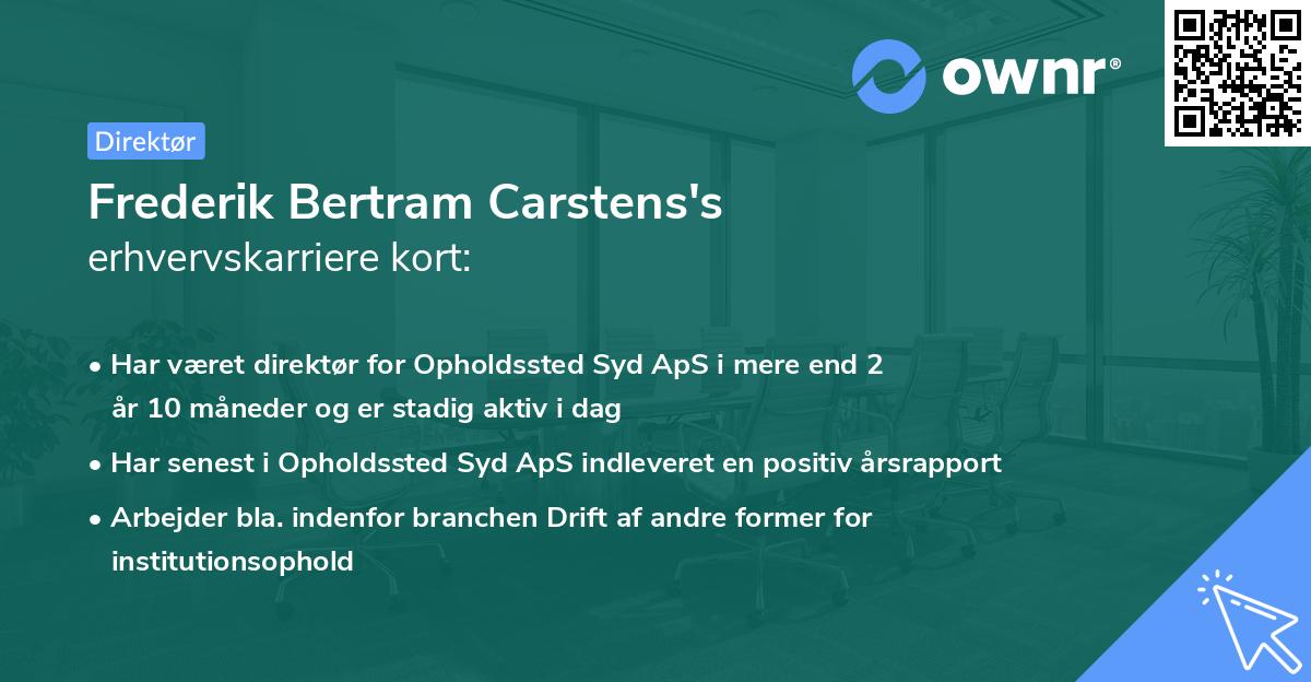Frederik Bertram Carstens's erhvervskarriere kort