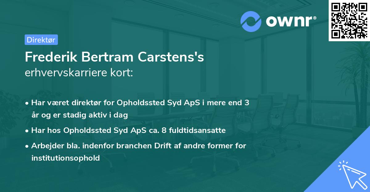Frederik Bertram Carstens's erhvervskarriere kort