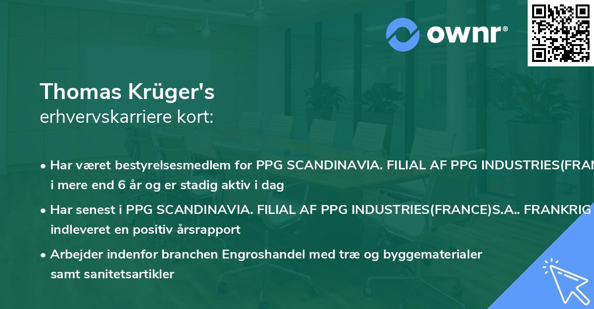 Thomas Krüger's erhvervskarriere kort