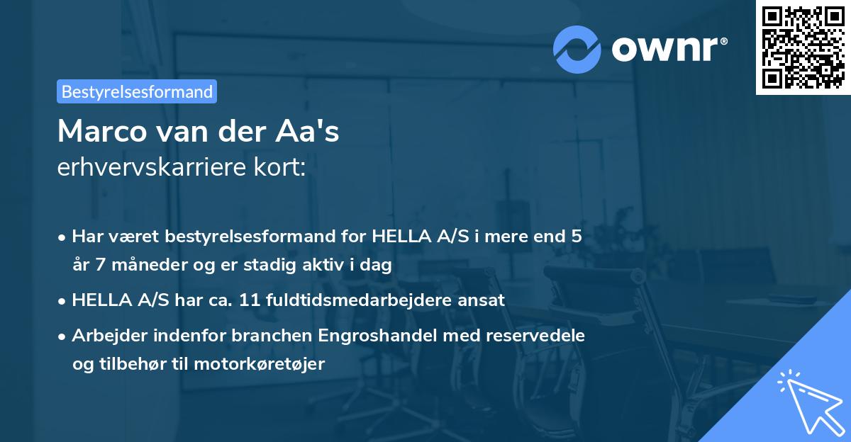 Marco van der Aa's erhvervskarriere kort