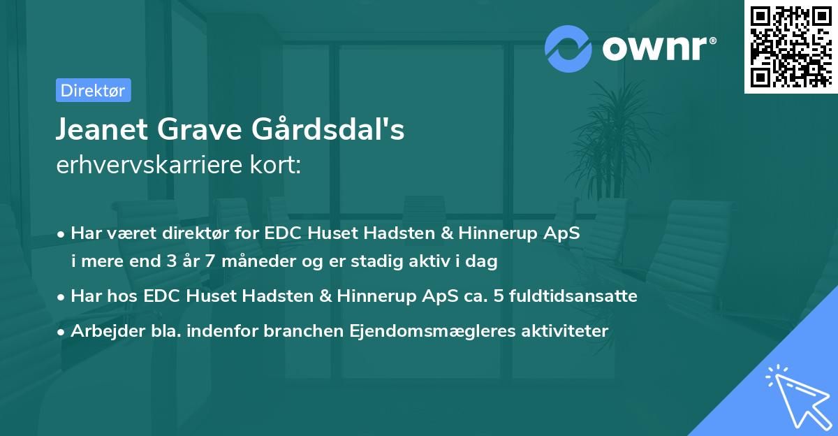Jeanet Grave Gårdsdal's erhvervskarriere kort