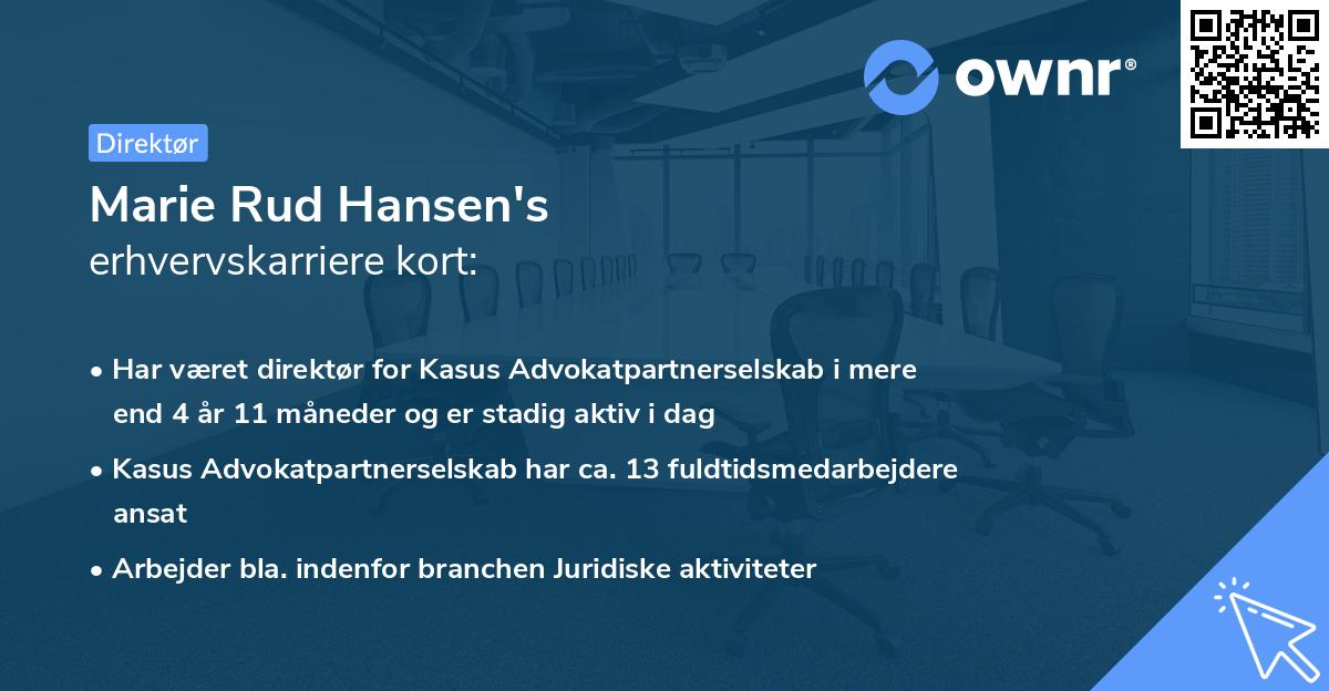 Marie Rud Hansen's erhvervskarriere kort
