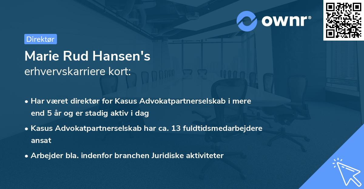 Marie Rud Hansen's erhvervskarriere kort