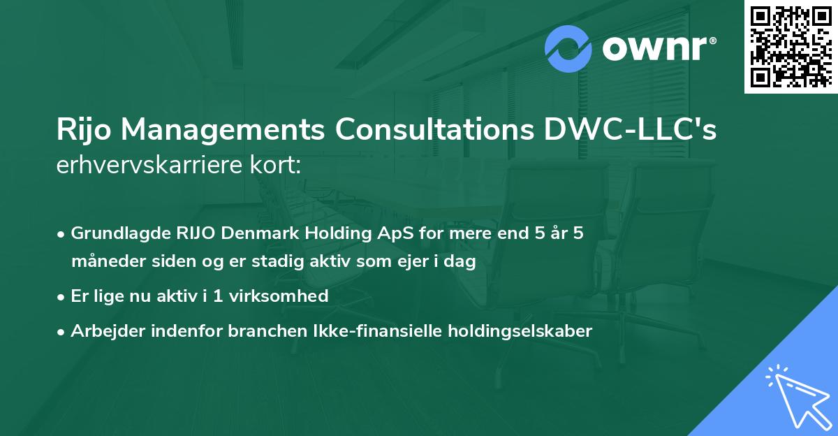 Rijo Managements Consultations DWC-LLC's erhvervskarriere kort